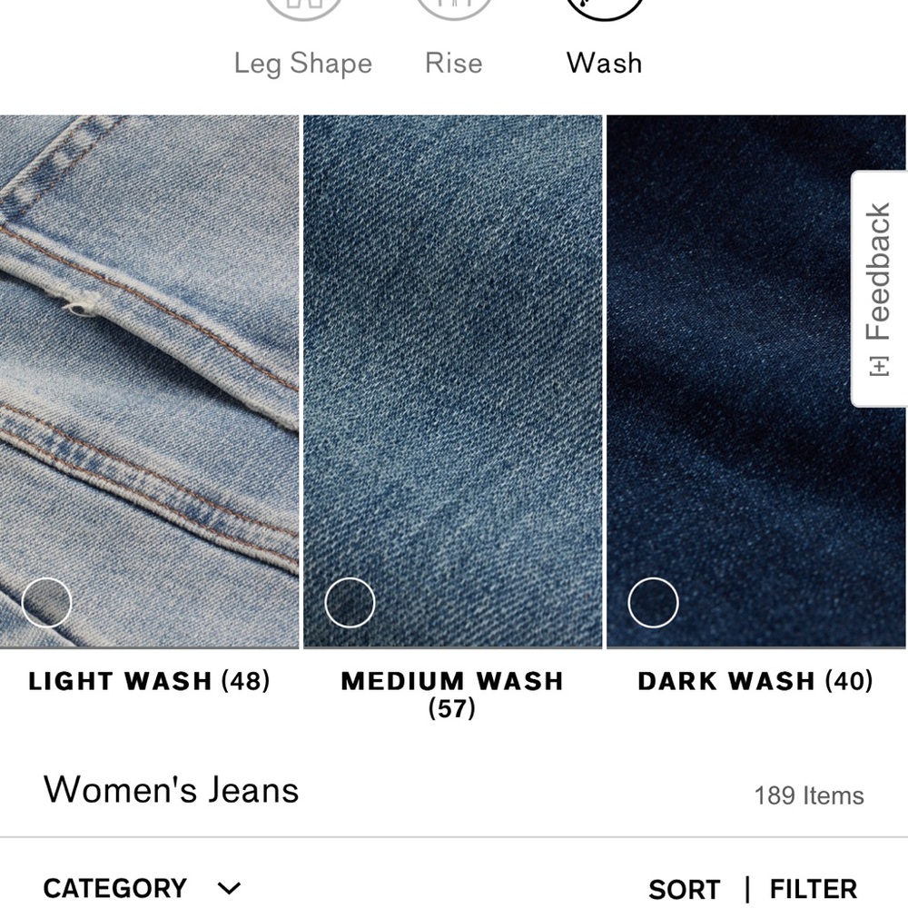 Jean wash colors